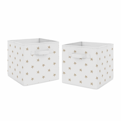 Celestial Pink and Gold Collection Star Print Foldable Fabric Storage Bins