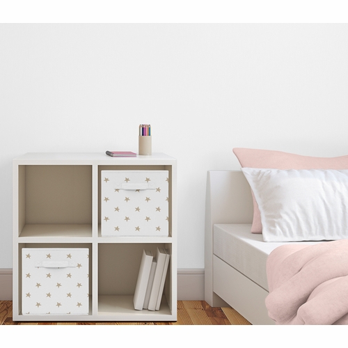 Celestial Pink and Gold Collection Star Print Foldable Fabric Storage Bins - alt image 1