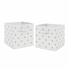 Celestial Pink and Gold Collection Star Print Foldable Fabric Storage Bins