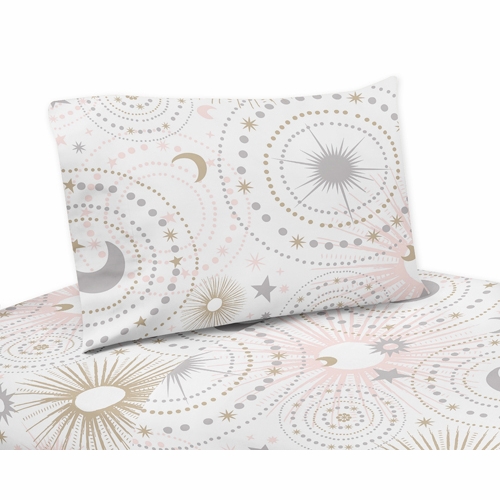 Celestial Pink and Gold Collection Twin Sheet Set
