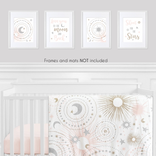 Celestial Pink and Gold Collection Wall Art Prints - Set of 4 - alt image 1
