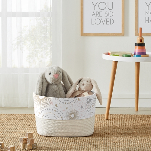 Celestial Pink and Gold Collection Woven Rope Storage Basket - alt image 1