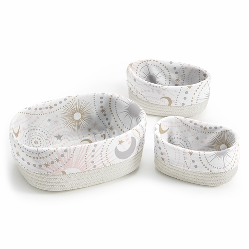 Celestial Pink and Gold Collection Woven Storage Basket Set