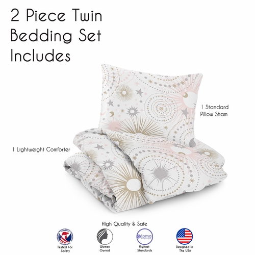 Celestial Pink and Gold Twin Bedding Collection - alt image 4
