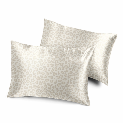 Cheetah Ivory and Gold Collection Decorative Satin Pillowcases - 2 Pack Set