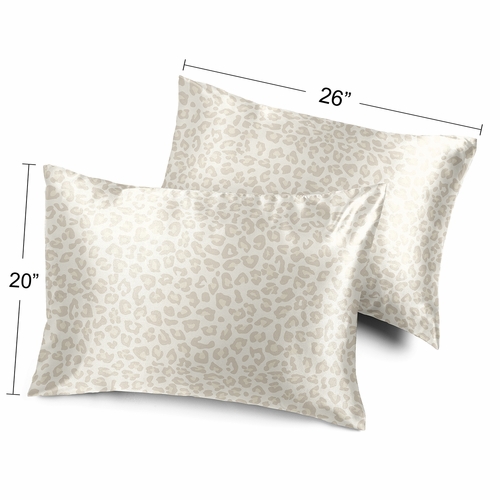 Cheetah Ivory and Gold Collection Decorative Satin Pillowcases - 2 Pack Set - alt image 3
