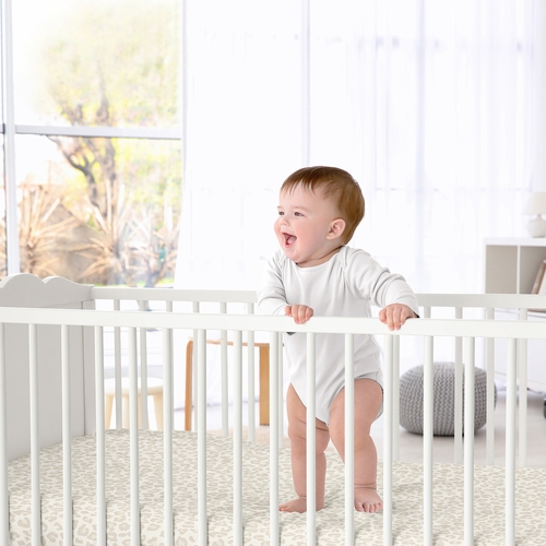 Cheetah Ivory and Gold Collection Satin Fitted Crib Sheet - alt image 3