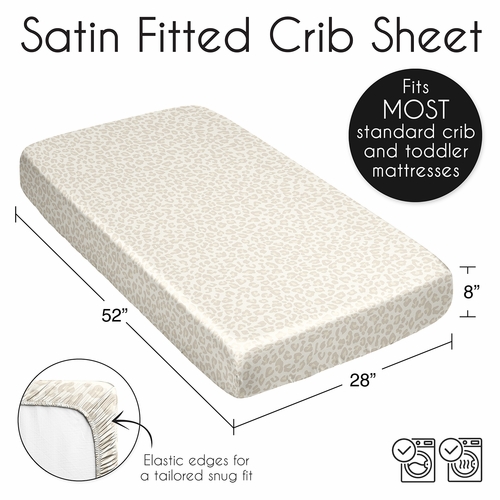 Cheetah Ivory and Gold Collection Satin Fitted Crib Sheet - alt image 5