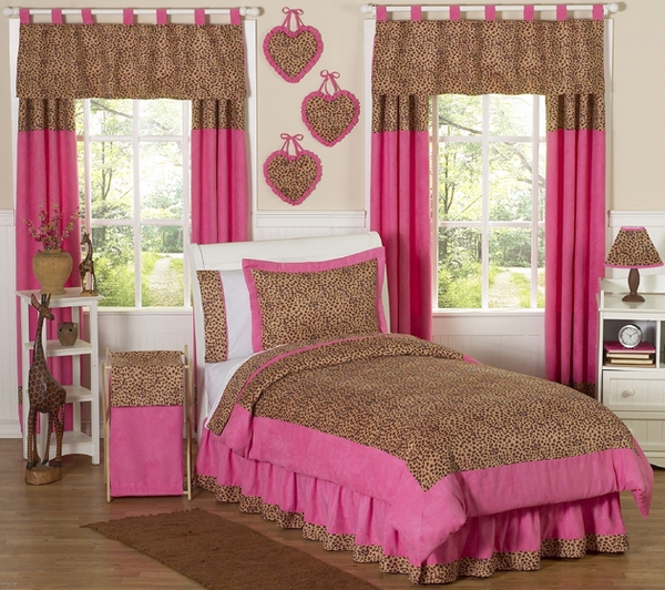 Leopard Print Comforter Cheetah Print Twin Quilt Set Pink Girl's