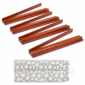 Cherry Stain Wooden Mahjong Racks with Pushers (17in.) & Travel Bag - Set of 4
