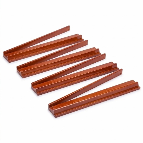 Cherry Stain Wooden Mahjong Racks with Pushers (17in.) & Travel Bag - Set of 4