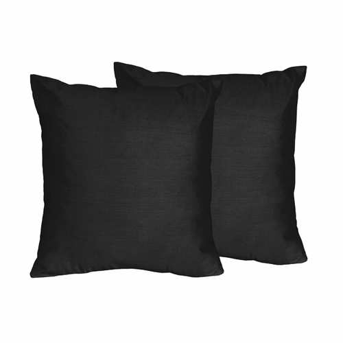 Chevron Collection Solid Black Decorative Accent Throw Pillows - Set of 2