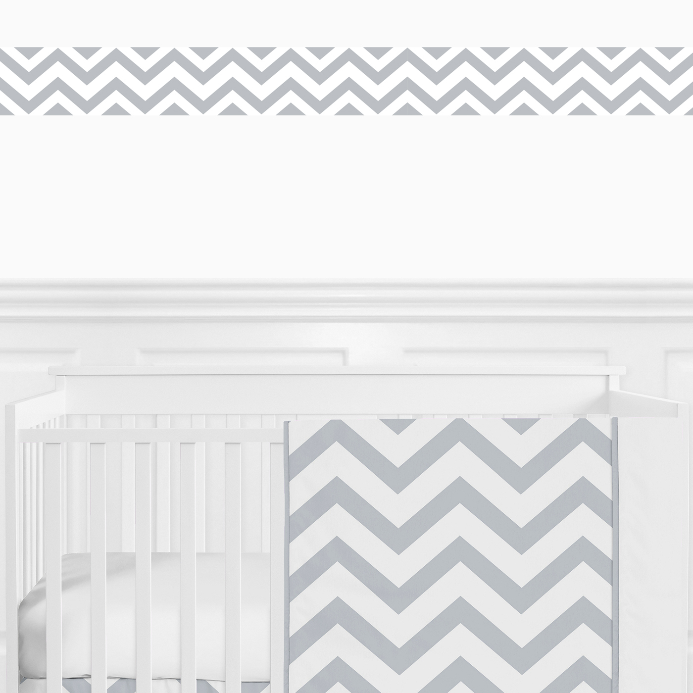Chevron Gray and White Wallpaper Border