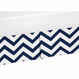Chevron Navy and White Crib Collection Bed Skirt