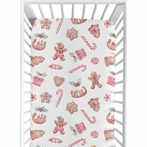 Christmas Holiday Collection Crib Sheet - Gingerbread Treats Print