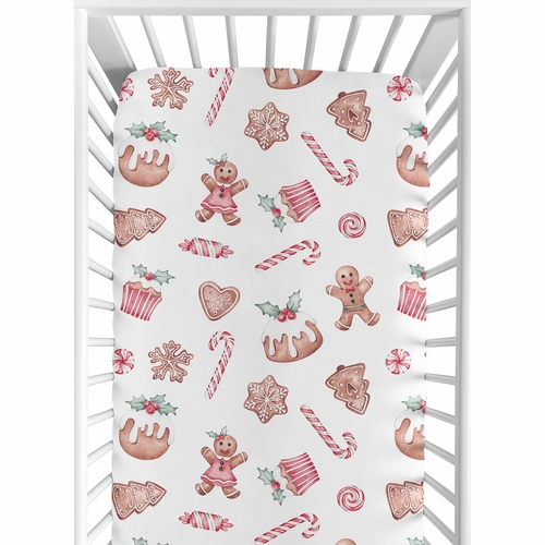 Christmas Holiday Collection Crib Sheet - Gingerbread Treats Print