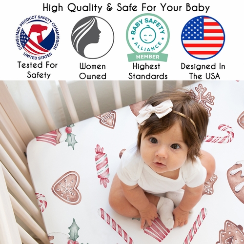 Christmas Holiday Collection Crib Sheet - Gingerbread Treats Print - alt image 2