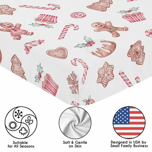 Christmas Holiday Collection Crib Sheet - Gingerbread Treats Print - alt image 4