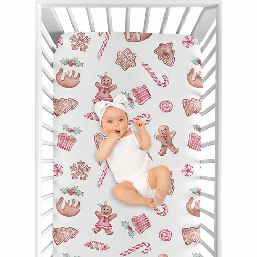 Christmas Holiday Collection Crib Sheet - Gingerbread Treats Print - alt image 5