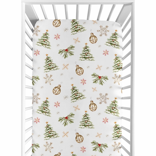 Christmas Holiday Collection Crib Sheet - Pinetrees Print