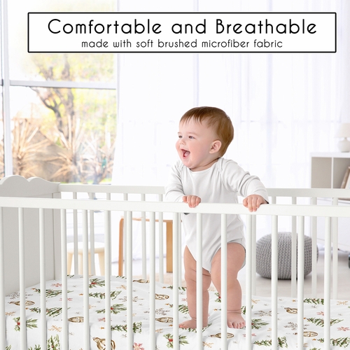 Christmas Holiday Collection Crib Sheet - Pinetrees Print - alt image 1