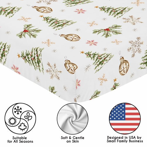Christmas Holiday Collection Crib Sheet - Pinetrees Print - alt image 4