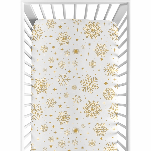 Christmas Holiday Collection Crib Sheet - Snowflakes Print