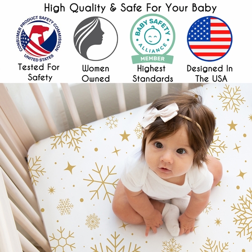 Christmas Holiday Collection Crib Sheet - Snowflakes Print - alt image 2