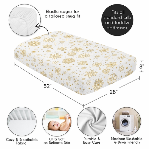 Christmas Holiday Collection Crib Sheet - Snowflakes Print - alt image 3