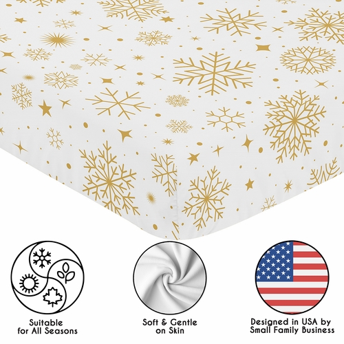 Christmas Holiday Collection Crib Sheet - Snowflakes Print - alt image 4