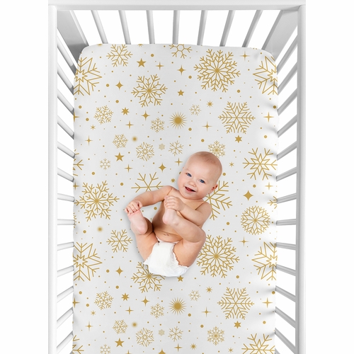 Christmas Holiday Collection Crib Sheet - Snowflakes Print - alt image 5