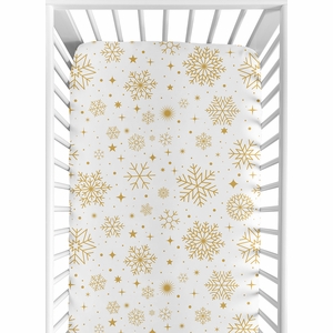 Christmas Holiday Collection Crib Sheet - Snowflakes Print