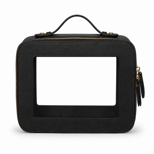 Clear Mahjong Tile Bag with Zipper - Black