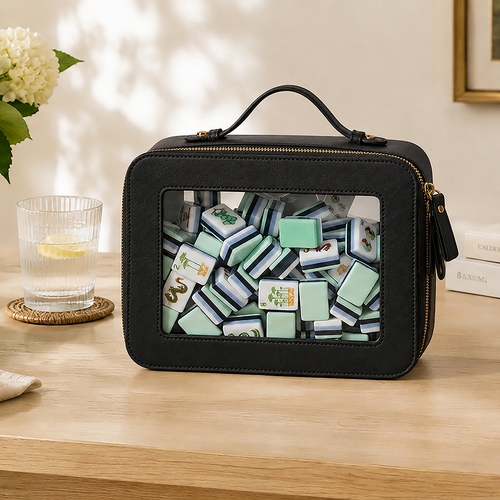 Clear Mahjong Tile Bag with Zipper - Black - alt image 1