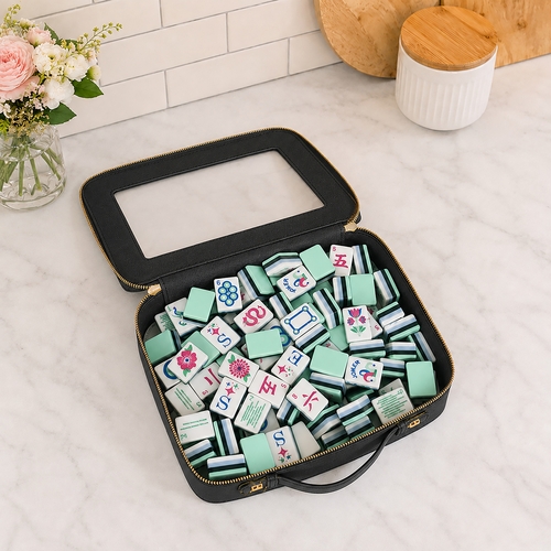 Clear Mahjong Tile Bag with Zipper - Black - alt image 3