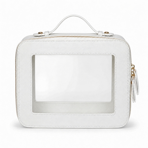 Clear Mahjong Tile Bag with Zipper - White
