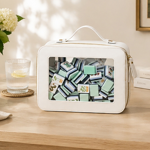 Clear Mahjong Tile Bag with Zipper - White - alt image 1