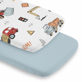 Construction Truck Collection 2 Pack Baby Bassinet Fitted Sheets