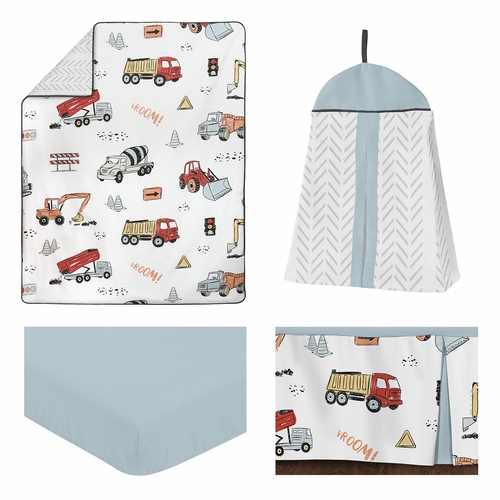 Construction Truck Collection 4 Piece Bumperless Crib Bedding - alt image 1