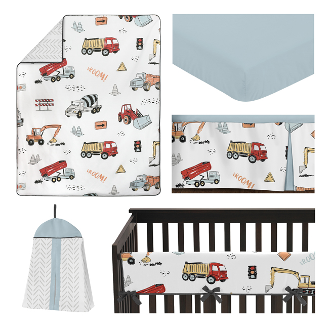 Construction Truck Collection 5 Piece Crib Bedding