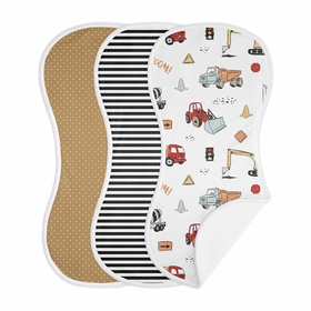 Construction Truck Collection Absorbent Burp Cloths - 3 Pack Set