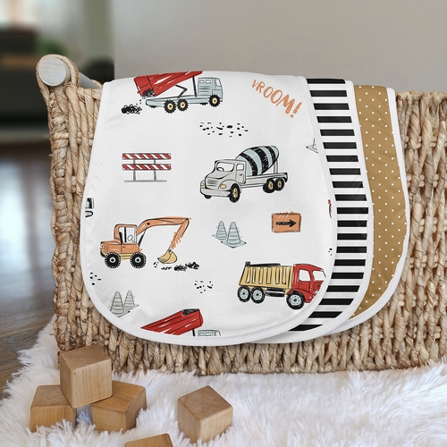 Construction Truck Collection Absorbent Burp Cloths - 3 Pack Set - alt image 2