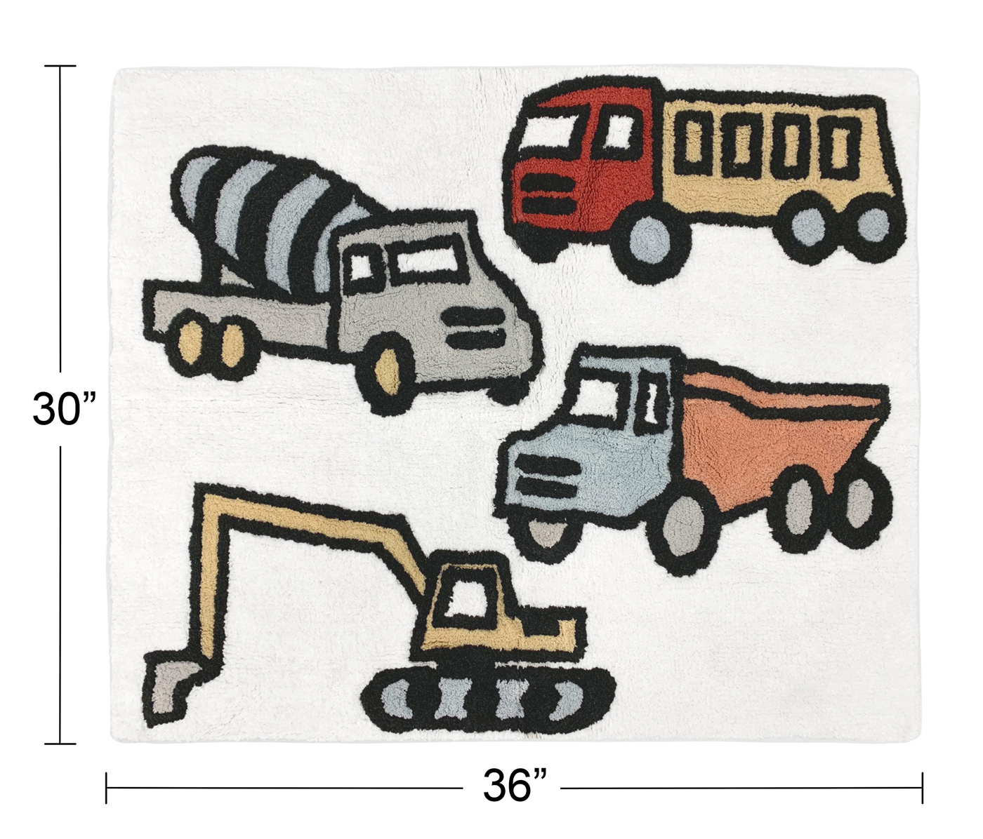 Construction Truck Collection Accent Floor Rug