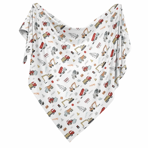 Construction Truck Collection Baby Swaddle Blanket - alt image 1
