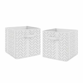 Construction Truck Collection Chevron Tire Print Foldable Fabric Storage Bins