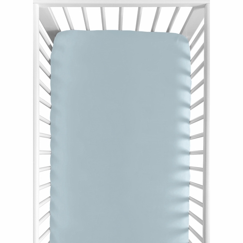 Construction Truck Collection Crib Sheet - Solid Blue