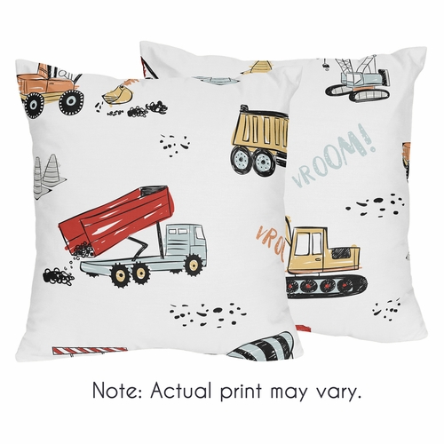 Construction Truck Collection Decorative Accent Throw Pillows - Set of 2