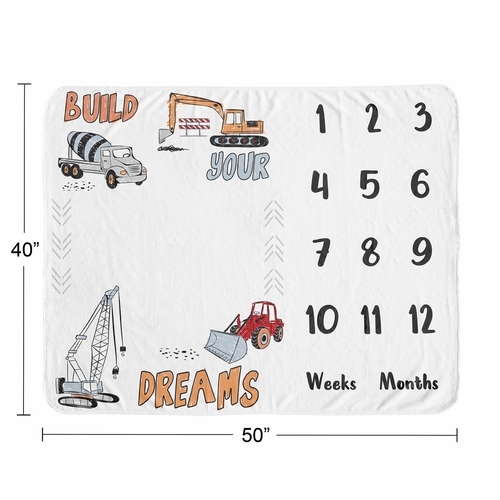 Construction Truck Collection Monthly Milestone Baby Blanket - alt image 3