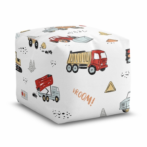 Construction Truck Collection Ottoman Pouf Cover