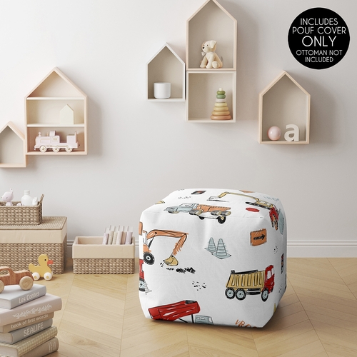 Construction Truck Collection Ottoman Pouf Cover - alt image 1